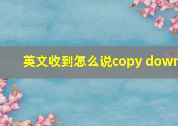 英文收到怎么说copy down